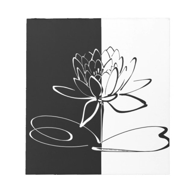 Yin Yang Schwarz-weiß Lotus Blossom Notizblock (Vorderseite)