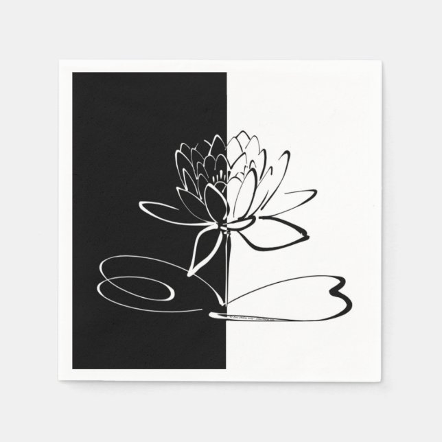 Yin Yang Schwarz-weiß Lotus Blossom Serviette (Vorderseite)