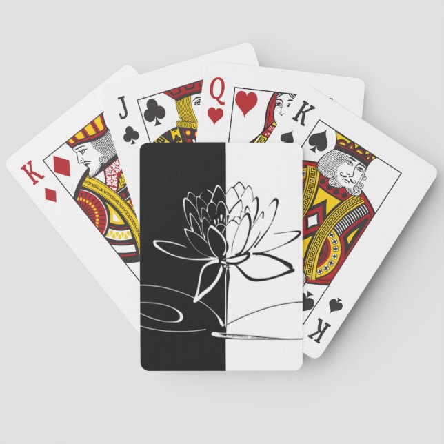 Yin Yang Schwarz-weiß Lotus Blossom Spielkarten (Rückseite)