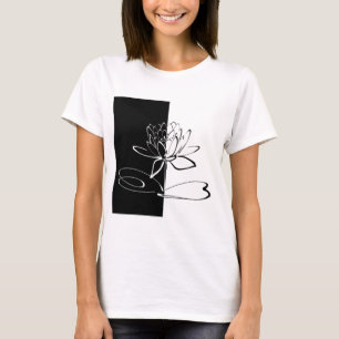 Yin Yang Schwarz-weiß Lotus Blossom T-Shirt