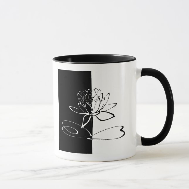 Yin Yang Schwarz-weiß Lotus Blossom Tasse (Rechts)