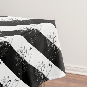 Yin Yang Schwarz-weiß Lotus Blossom Tischdecke