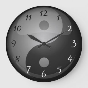 Yin Yang Schwarzweiss-Zahlen Große Wanduhr