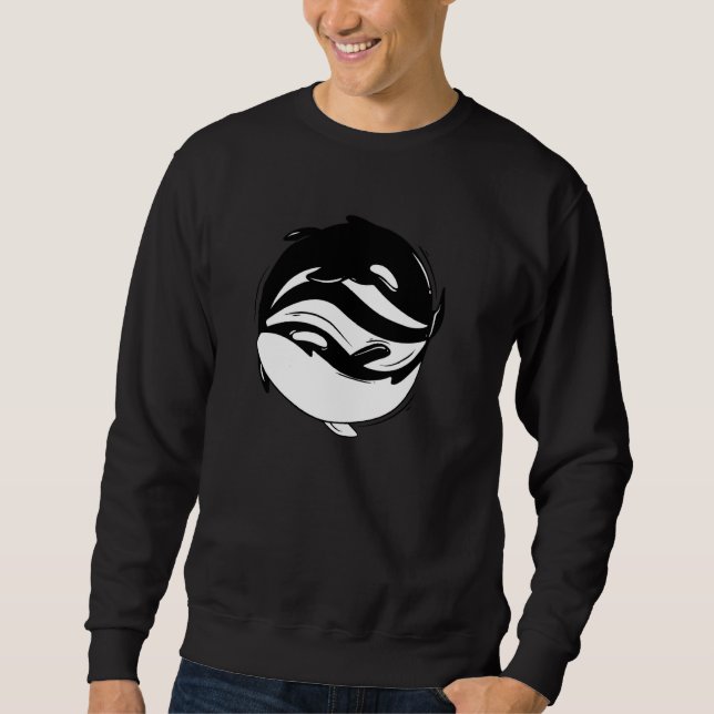 Yin Yang Schwertwal Orca Pul Kapuzenpullover Sweatshirt (Vorderseite)
