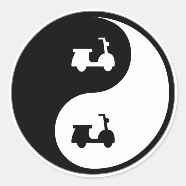 Yin Yang Scooters Runder Aufkleber (Vorderseite)