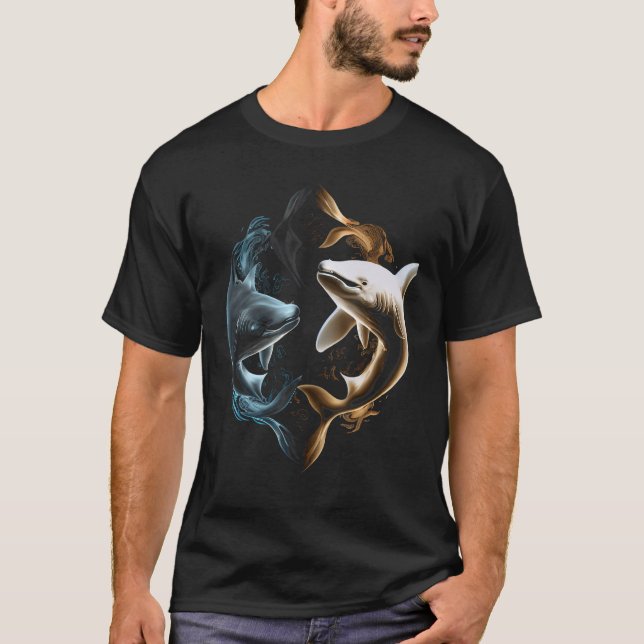 Yin Yang Sharks Shark Graphic T-Shirts for Men Wom (Vorderseite)