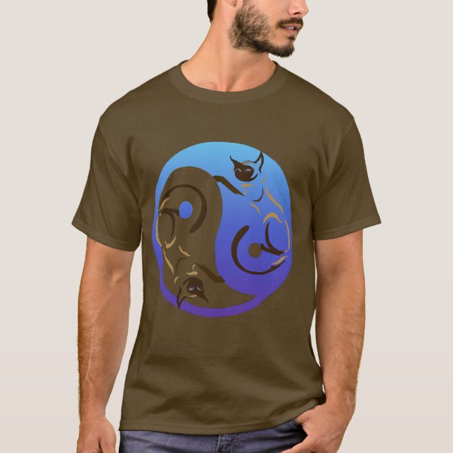 Yin Yang siamesische Katzen-T - Shirt (Vorderseite)
