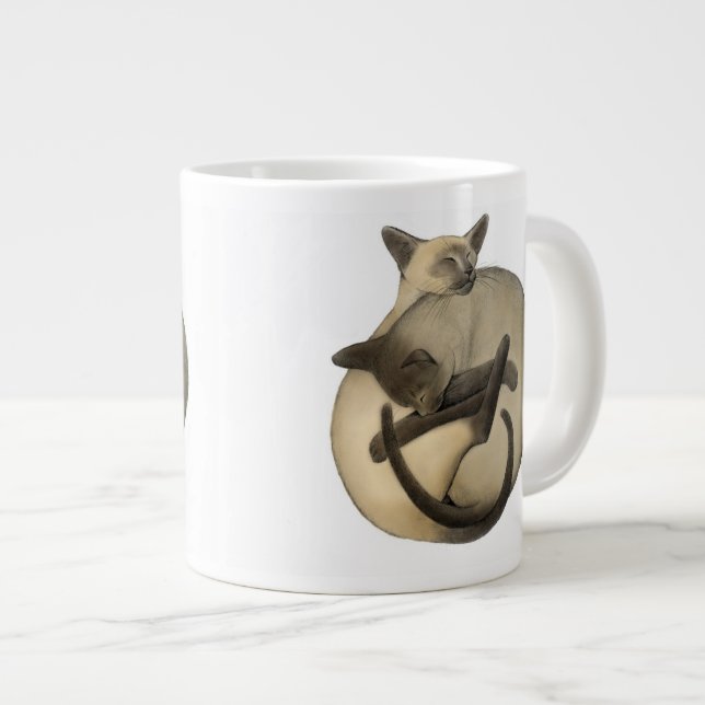 Yin Yang siamesische Katzen-Tunnel-bohrwagenTasse Jumbo-Tasse (Vorderseite Rechts)