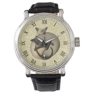 Yin Yang siamesische Katzen-Uhr Armbanduhr