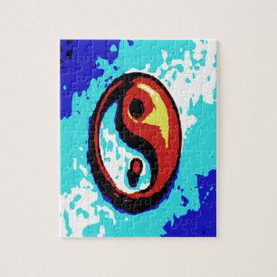 Yin Yang Sign Red and Blue Artistic