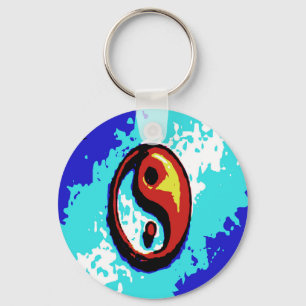 Yin Yang Sign Red and Blue Artistic Schlüsselanhänger