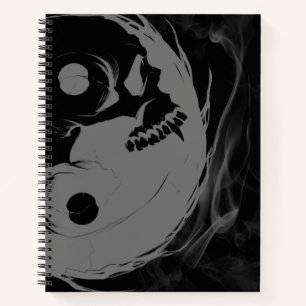 Yin-Yang Skull Spiral Sketchpad Invertiert Notizbuch