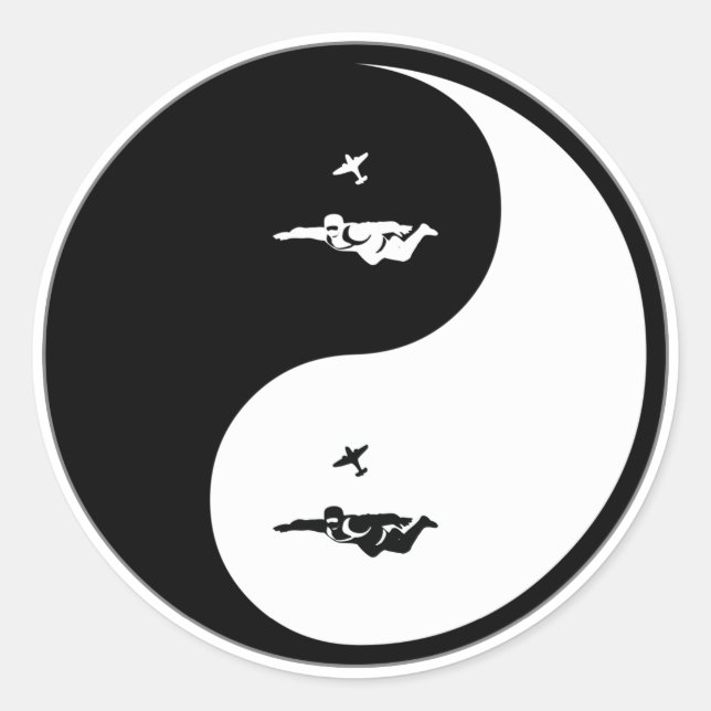Yin Yang Skydiving Runder Aufkleber (Vorderseite)