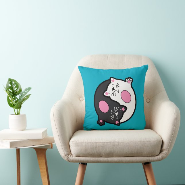 Yin Yang Sleeping Cats In Black And White  Kissen (Stuhl )