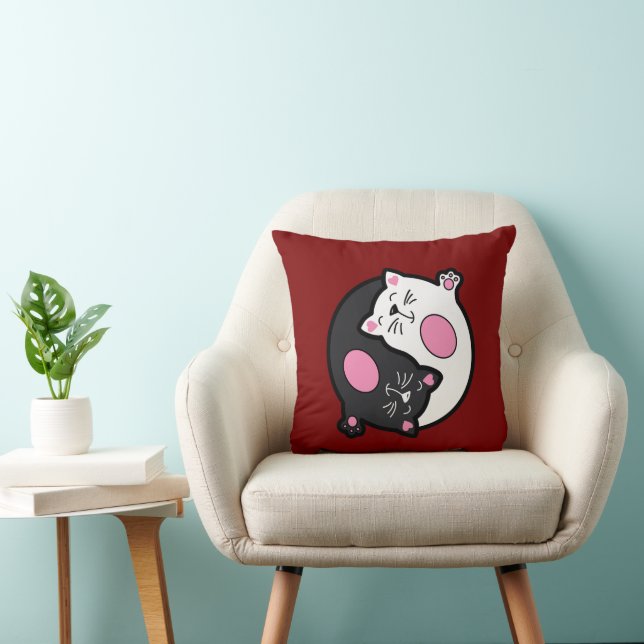 Yin Yang Sleeping Cats In Black And White  Kissen (Stuhl )