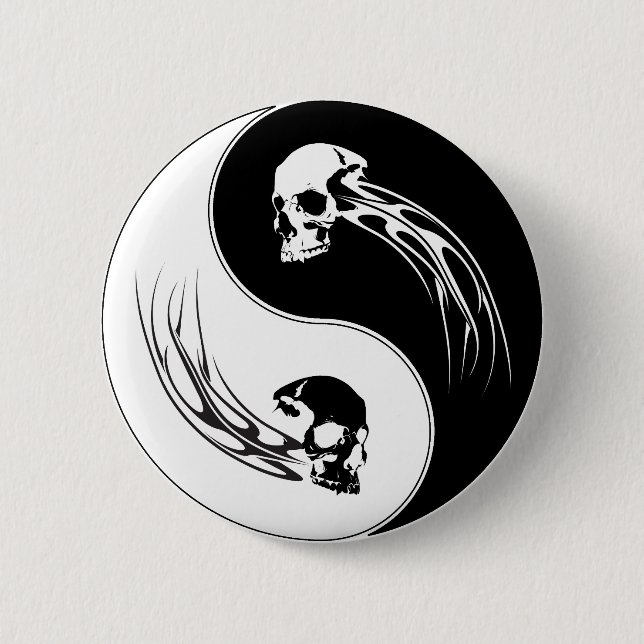 Yin Yang Stammes- Schädel Button (Vorderseite)