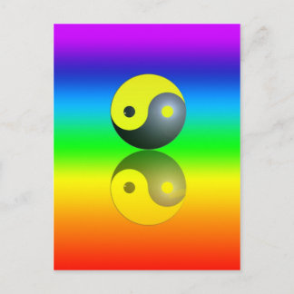 Yin & Yang Symbol auf Chakra Farben Motiv 1 Postkarte