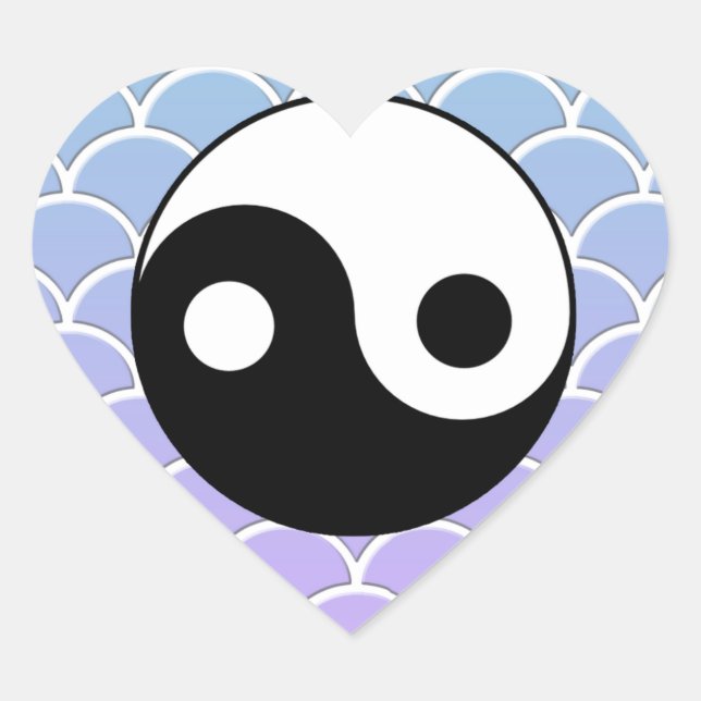 Yin Yang Symbol auf Wave Background Herz-Aufkleber (Vorderseite)