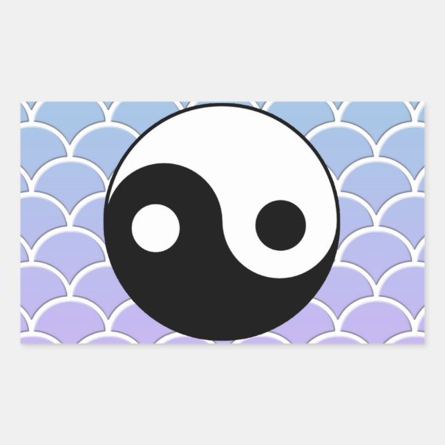Yin Yang Symbol auf Wave Background Rechteckiger Aufkleber (Vorderseite)