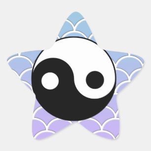 Yin Yang Symbol auf Wave Background Stern-Aufkleber