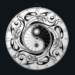 Yin & Yang Symbol Black and White Tattoo Style Dartscheibe<br><div class="desc">Decorative Ying Yang Symbol Psychedelic Black and White Tattoo Style Art Design. Originally created with Hi Quality Vector Graphic Art Copyright BluedakArt TheChameleonArt.</div>