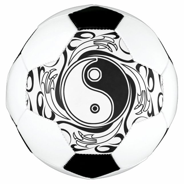 Yin & Yang Symbol Black and White Tattoo Style Fußball (Vorderseite)