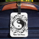 Yin & Yang Symbol Black and White Tattoo Style Gepäckanhänger<br><div class="desc">Decorative Ying Yang Symbol Psychedelic Black and White Tattoo Style Art Design. Originally created with Hi Quality Vector Graphic Art Copyright BluedakArt TheChameleonArt.</div>
