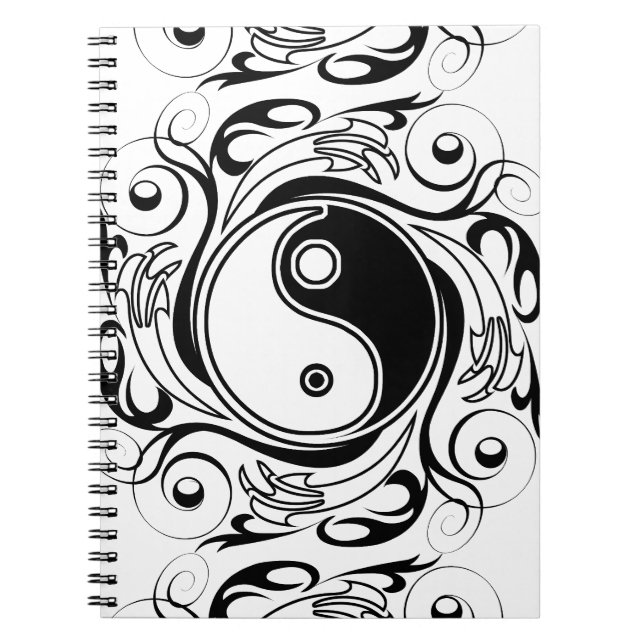 Yin & Yang Symbol Black and White Tattoo Style Notizblock (Vorderseite)