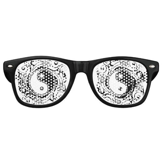 Yin & Yang Symbol Black and White Tattoo Style Partybrille (Vorderseite)