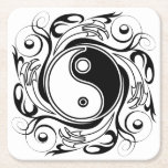 Yin & Yang Symbol Black and White Tattoo Style Rechteckiger Pappuntersetzer<br><div class="desc">Decorative Ying Yang Symbol Psychedelic Black and White Tattoo Style Art Design. Originally created with Hi Quality Vector Graphic Art Copyright BluedakArt TheChameleonArt.</div>