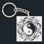 Yin & Yang Symbol Black and White Tattoo Style Schlüsselanhänger<br><div class="desc">Decorative Ying Yang Symbol Psychedelic Black and White Tattoo Style Art Design. Originally created with Hi Quality Vector Graphic Art Copyright BluedakArt TheChameleonArt.</div>