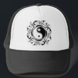 Yin & Yang Symbol Black and White Tattoo Style Truckerkappe<br><div class="desc">Decorative Ying Yang Symbol Psychedelic Black and White Tattoo Style Art Design. Originally created with Hi Quality Vector Graphic Art Copyright BluedakArt TheChameleonArt.</div>