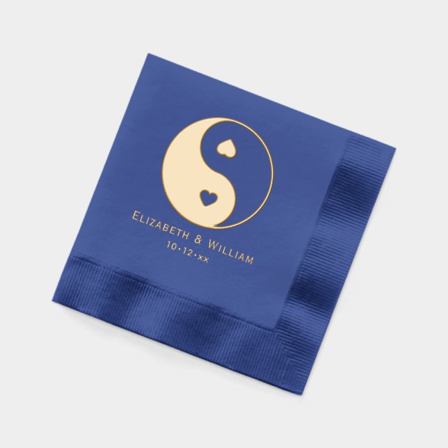 Yin Yang Symbol mit Herz-Liebe Couple Wedding Servietten Mit Folie (Links)