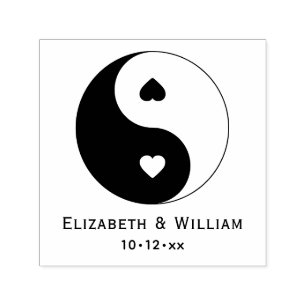 Yin Yang Symbol mit Herzen Liebespaar Hochzeit Permastempel