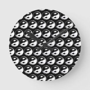 Yin Yang Symbol monochromes Zen-Meditations-Yoga Runde Wanduhr