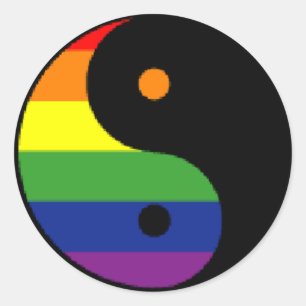 Yin-Yang-Symbol-Rainbow Runder Aufkleber