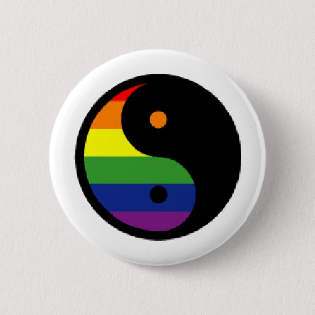 Yin-Yang-Symbol-Regenbogen Button (Vorderseite)