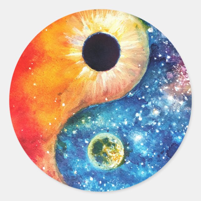 Yin-Yang-Symbol Runder Aufkleber (Vorderseite)