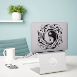 Yin & Yang-Symbol Schwarz-Weiß-Tätowierstil Aufkleber