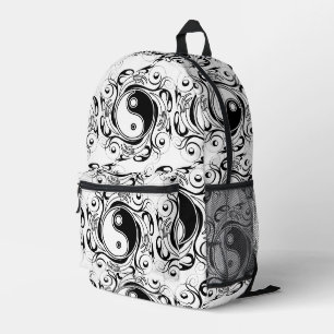 Yin & Yang Symbol Schwarz-Weiß-Tätowierstil Bedruckter Rucksack