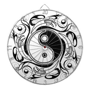 Yin & Yang-Symbol Schwarz-Weiß-Tätowierstil Dartscheibe