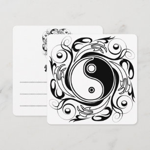 Yin & Yang-Symbol Schwarz-Weiß-Tätowierstil Einladung