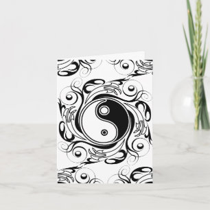 Yin & Yang-Symbol Schwarz-Weiß-Tätowierstil Einladung
