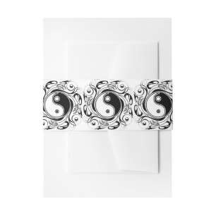 Yin & Yang Symbol Schwarz-Weiß-Tätowierstil Einladungsbanderole