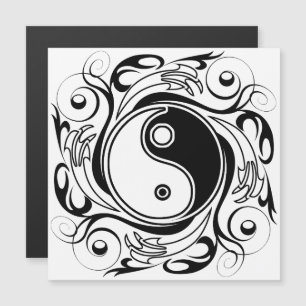 Yin & Yang Symbol Schwarz-Weiß-Tätowierstil Magneteinladung