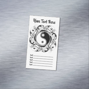 Yin & Yang-Symbol Schwarz-Weiß-Tätowierstil Magnetische Visitenkarte