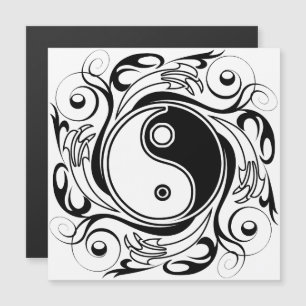 Yin & Yang-Symbol Schwarz-Weiß-Tätowierstil Magnetkarte