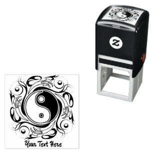 Yin & Yang-Symbol Schwarz-Weiß-Tätowierstil Permastempel