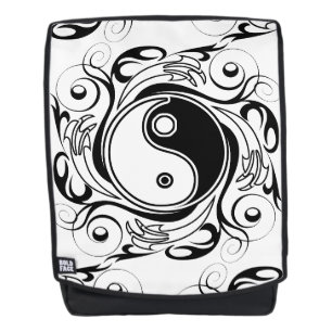 Yin & Yang Symbol Schwarz-Weiß-Tätowierstil Rucksack