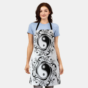 Yin & Yang-Symbol Schwarz-Weiß-Tätowierstil Schürze